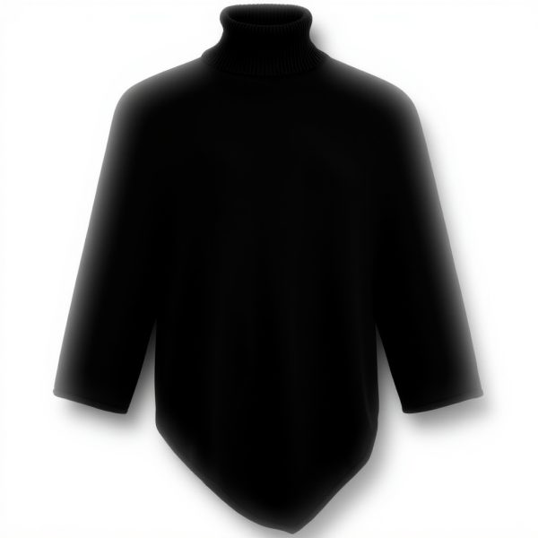 VILA CLOTHES Poncho Donna Collo Alto Maglia Morbida Nero