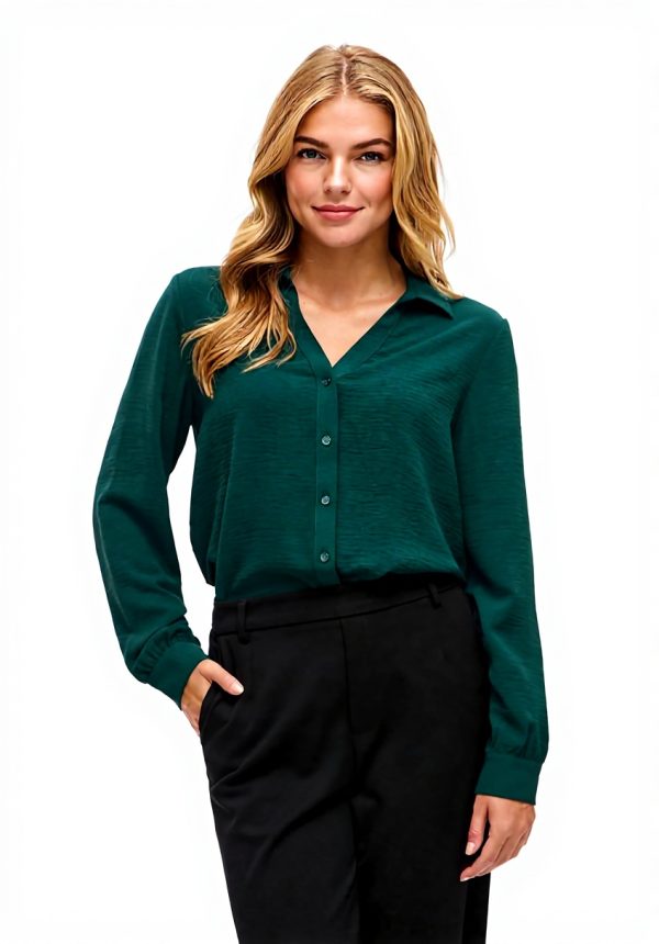 Vila Maglietta Donna Scollo a V Maniche Lunghe Noos