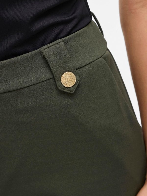 Pantaloni donna Vila Viclua HW Wide Button Noos taglio largo-5