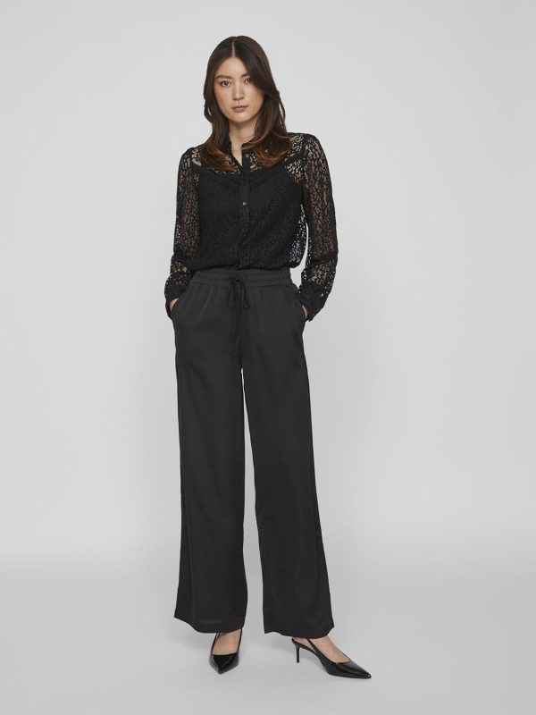 Pantaloni Donna Vila Viellette HW Wide Pants Noos Elastico-4