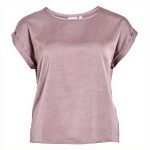 Vila Top Donna Satin Toadstool Girocollo Maniche Corte