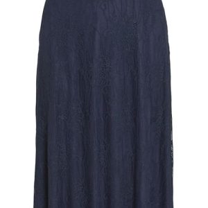 Vila Abito Lungo Pizzo Donna Casual Toadstool Blazer Blu-0