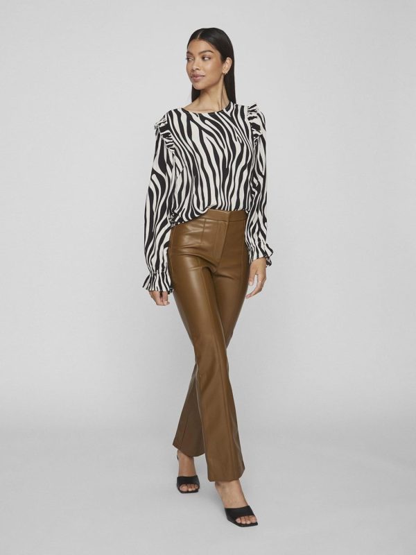 Camicia Donna Vila Vifini O-Neck Maniche Lunghe Volant-3