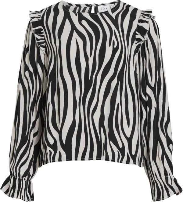 Camicia Donna Vila Vifini O-Neck Maniche Lunghe Volant-0