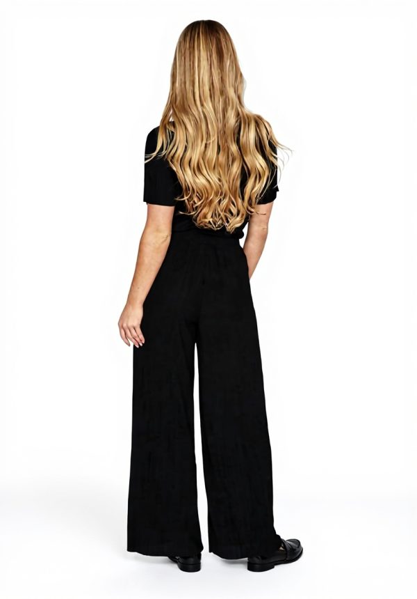 Pantaloni Vila a Gamba Larga Donna Tessuto Costolato