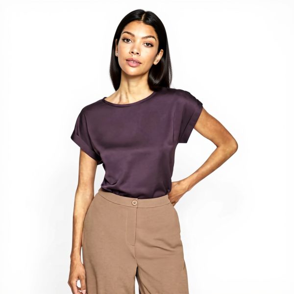 Vila Top Satin Donna T-Shirt Sostenibile Traspirante