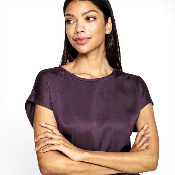 Vila Top Satin Donna T-Shirt Sostenibile Traspirante