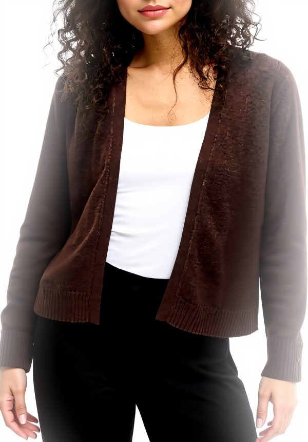 Cardigan Donna VILA Aperto Corto Viscosa Chicco Caffè