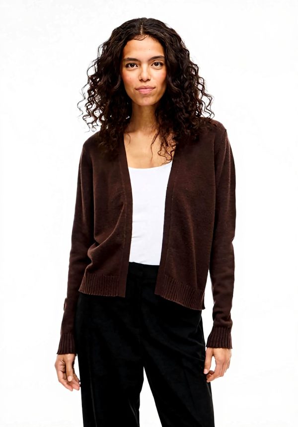 Cardigan Donna VILA Aperto Corto Viscosa Chicco Caffè