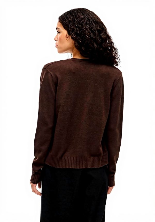 Cardigan Donna VILA Aperto Corto Viscosa Chicco Caffè