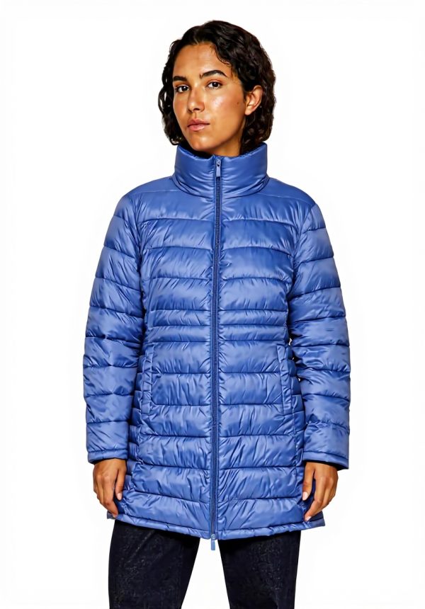 Cappotto Vila Collo Alto Donna Azzurro Tasche Aperte