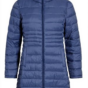 Cappotto Vila Collo Alto Donna Azzurro Tasche Aperte