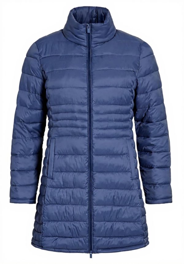 Cappotto Vila Collo Alto Donna Azzurro Tasche Aperte