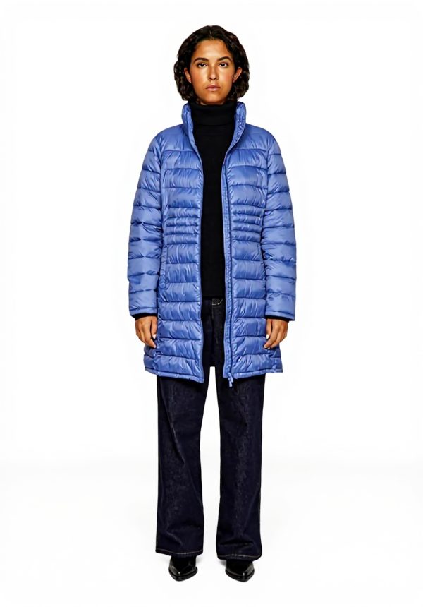 Cappotto Vila Collo Alto Donna Azzurro Tasche Aperte