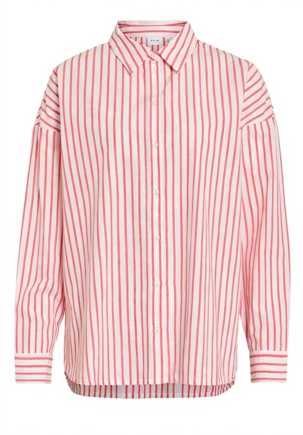 Vila Long Sleeve Shirt Women Striped Button Cuff Regular Fit