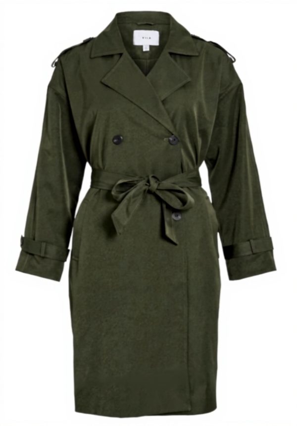 Vila Trenchcoat Women Belted Coat Deep Depths Savannah Tan