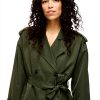 Vila Trenchcoat Women Belted Coat Deep Depths Savannah Tan
