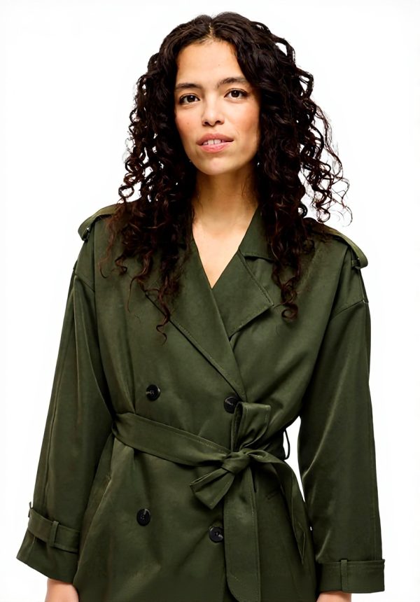 Vila Trenchcoat Women Belted Coat Deep Depths Savannah Tan