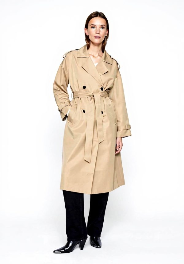 Vila Trenchcoat Women Belted Coat Deep Depths Savannah Tan