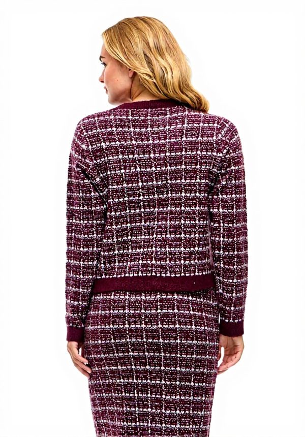 Cardigan donna Vila a quadri maniche lunghe girocollo