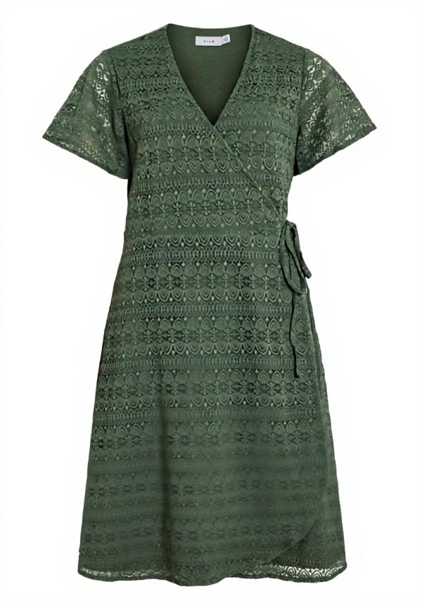Vila Vichikka Wrap Dress Midi Casual Women Laurel Wreath