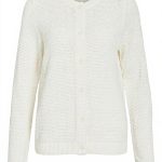 Cardigan Vila Donna Maglione Girocollo Maniche Lunghe Bianco