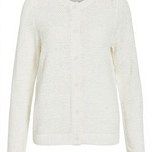 Cardigan Vila Donna Maglione Girocollo Maniche Lunghe Bianco