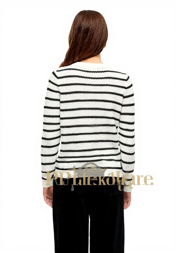 Cardigan Vila Donna Maglione Girocollo Maniche Lunghe Bianco