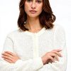 Cardigan Vila Donna Maglione Girocollo Maniche Lunghe Bianco