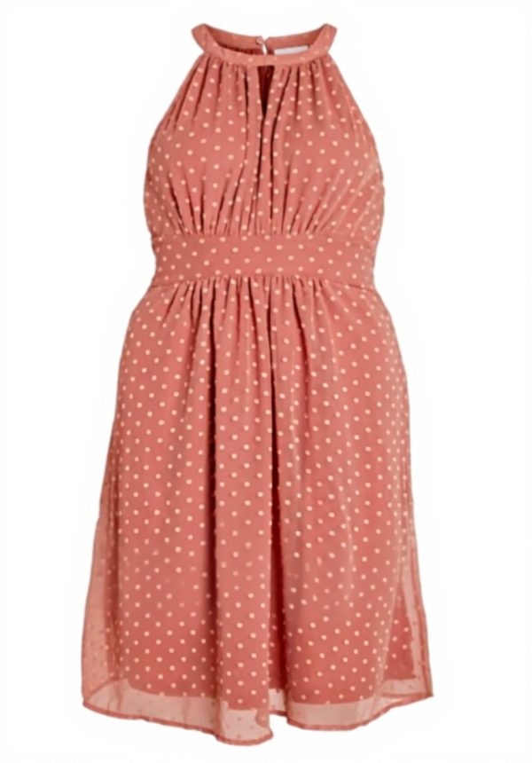 Vila Viedee Halter Neck Midi Dress Women Casual Chiffon