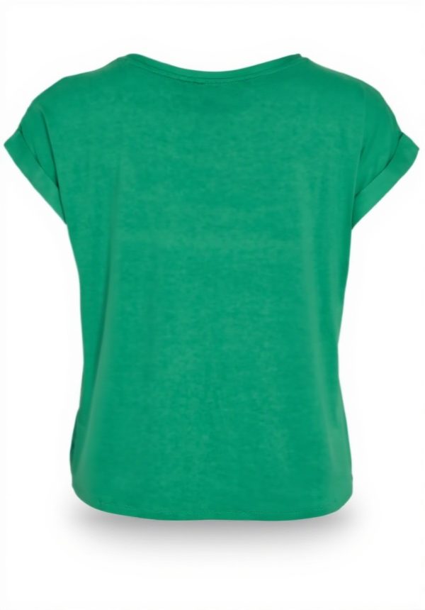 Top Vila Satinato Donna Verde Inverno Collo Tondo