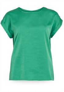 Top Vila Satinato Donna Verde Inverno Collo Tondo