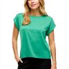 Top Vila Satinato Donna Verde Inverno Collo Tondo