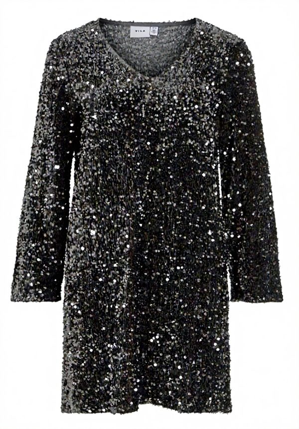 Vila Vifaith V-Neck Sequin Dress Women's Casual Midi