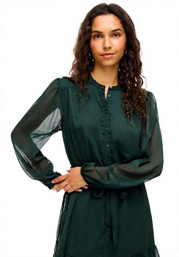 Vila Vifalia Long Sleeve Dress Women Casual Button Front