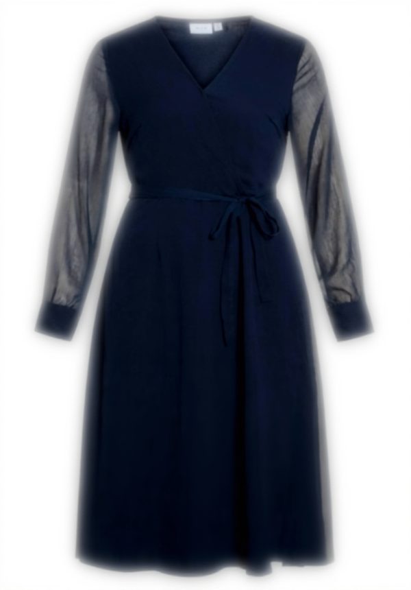 Vila Vifalia V-Neck Midi Dress Women Casual Long Sleeve