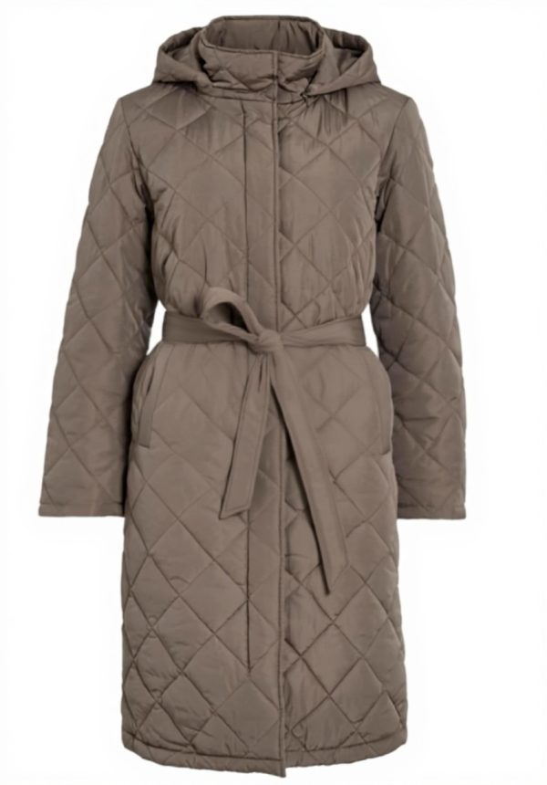 Vila Quilted Long Sleeve Coat Women Falcon Color Sizes