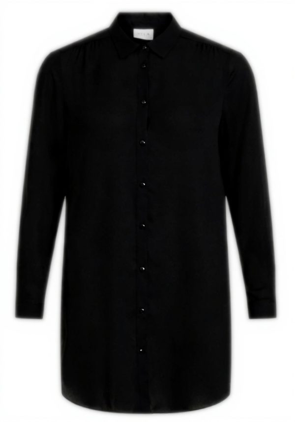 Vila Vilucy Camicia Donna Lunga Bottoni Nero Taglia 40