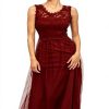 Vila Vilynnea Maxi Dress Noos Donna Pizzo Rosso Mattone