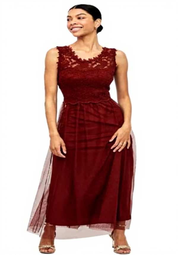 Vila Vilynnea Maxi Dress Noos Donna Pizzo Rosso Mattone
