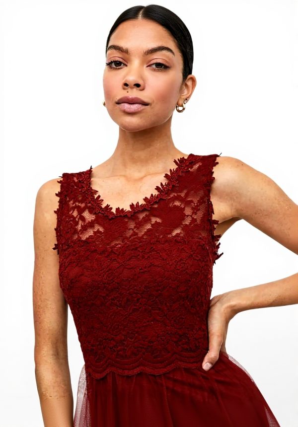 Vila Vilynnea Maxi Dress Noos Donna Pizzo Rosso Mattone