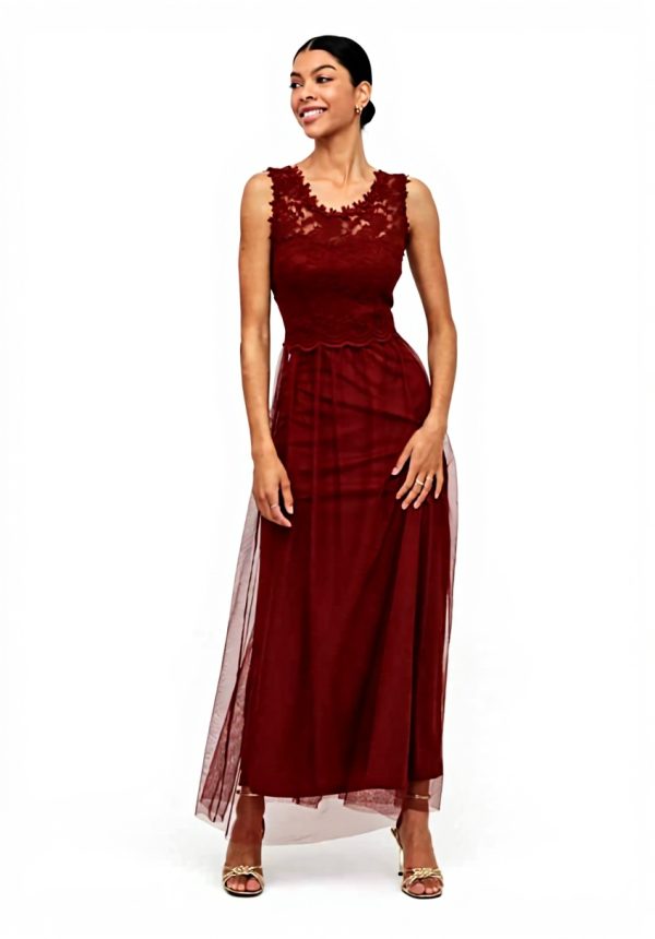 Vila Vilynnea Maxi Dress Noos Donna Pizzo Rosso Mattone