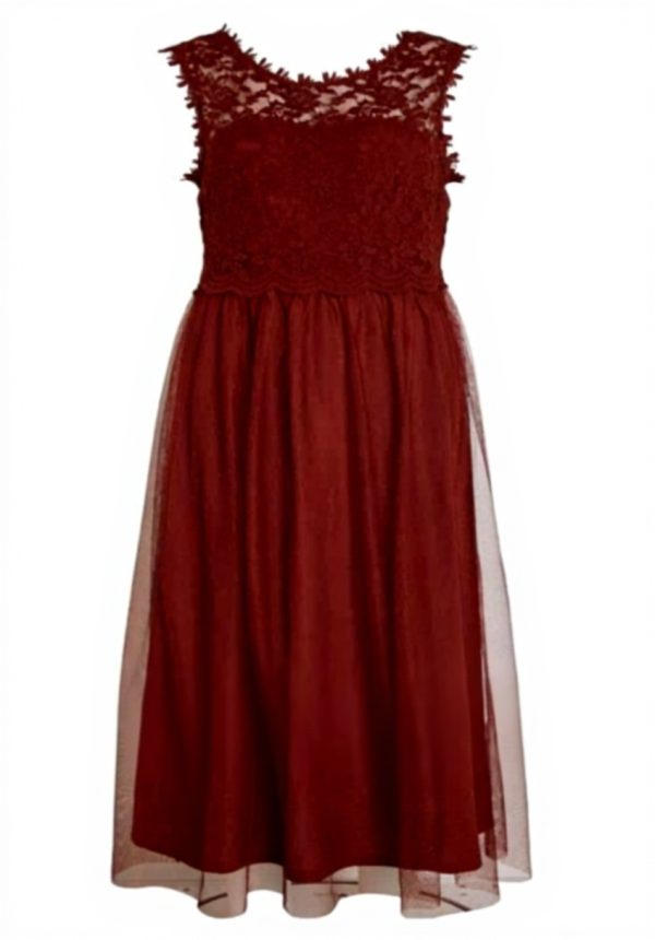Vila Vilynnea Maxi Dress Noos Donna Pizzo Rosso Mattone