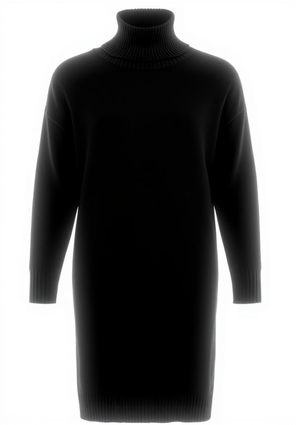 Vila Viril Roll Neck Midi Dress Women Casual Ribbed