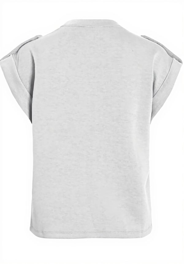 Vila Top Donna O-Neck Cap Sleeve T-shirt Nero Grigio