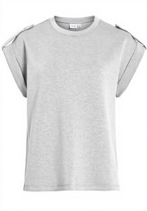 Vila Top Donna O-Neck Cap Sleeve T-shirt Nero Grigio