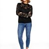 Lace Top Women Long Sleeve Vila Vistasia Black Blouse