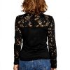 Lace Top Women Long Sleeve Vila Vistasia Black Blouse
