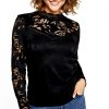 Lace Top Women Long Sleeve Vila Vistasia Black Blouse