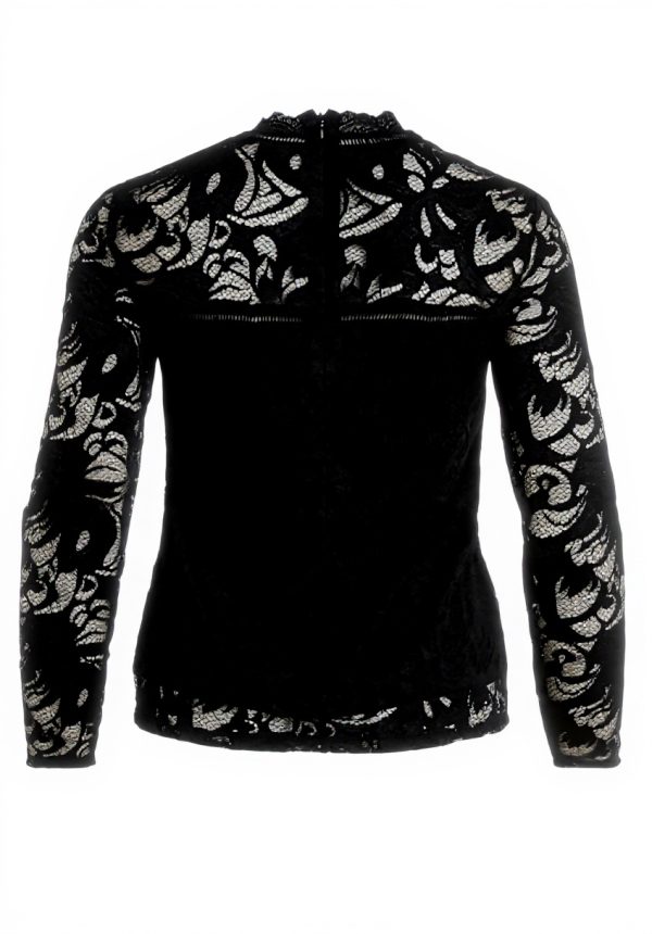 Lace Top Women Long Sleeve Vila Vistasia Black Blouse